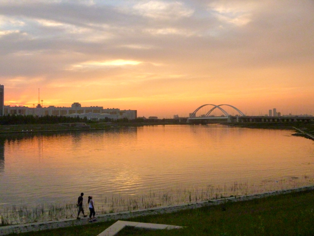 The Ishim river, with a view of the House of Ministries in the background.