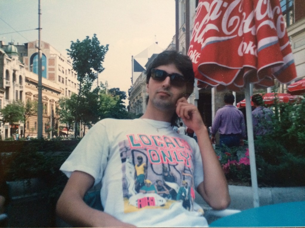 The author, hanging on to his best '80s look, in July, 1990 on Terazije in central Belgrade.